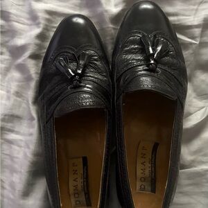 Domani Black Leather Loafers for Men
